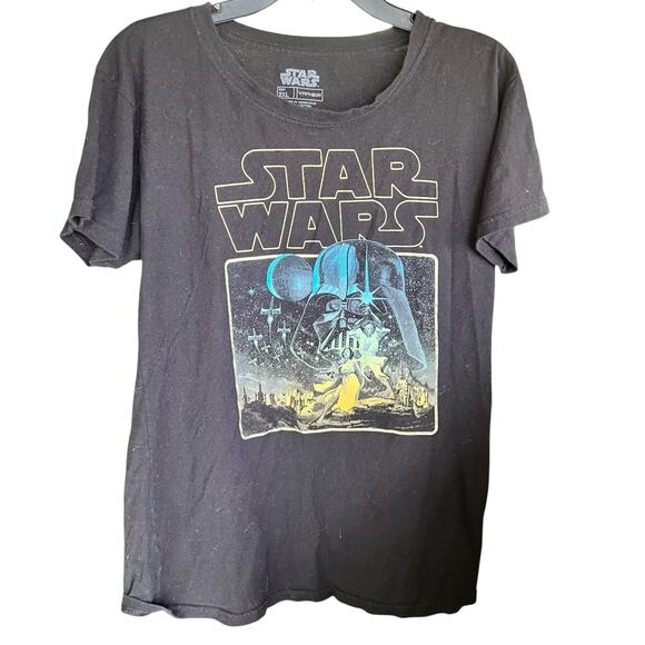 STAR WARS Darth Vader Princess Leah thrashed grunge tee girls youth sz XXL - Picture 1 of 5